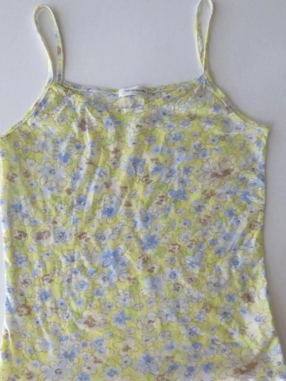 Vintage Italian Mesh Matching Cami, 2000s Intimissimi Floral Butter Yellow